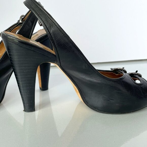 Max Studio Xalt Black Slingback Open Toe Heels - Picture 2 of 11
